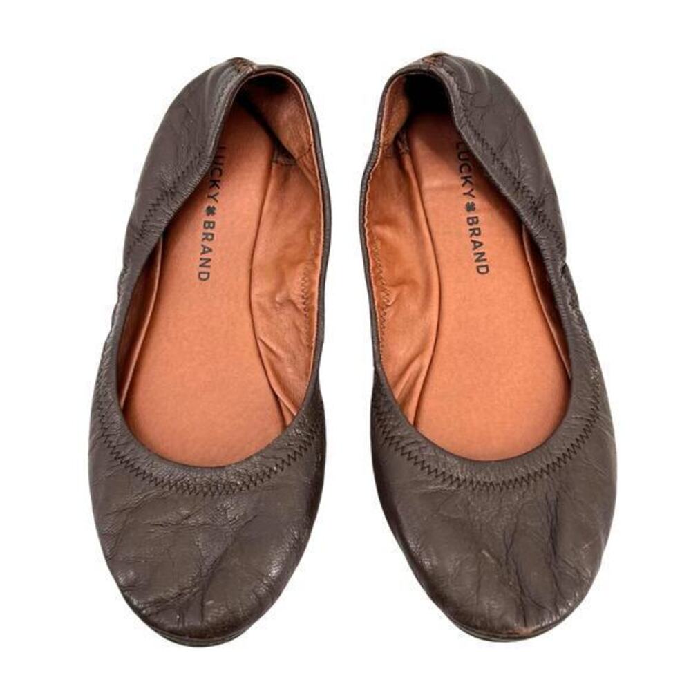 Lucky Brand Emmie Ballet Flats Metallic Women's casual chic Size 9.5 M Leather